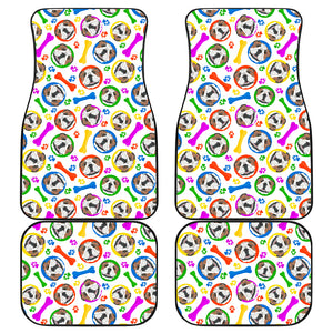 English Bulldog Pattern Print Design 05 Front and Back Car Mats