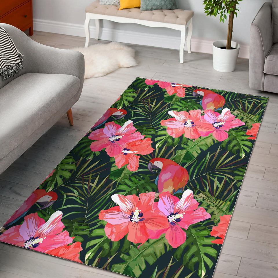 Parrot Leaves Pattern Area Rug