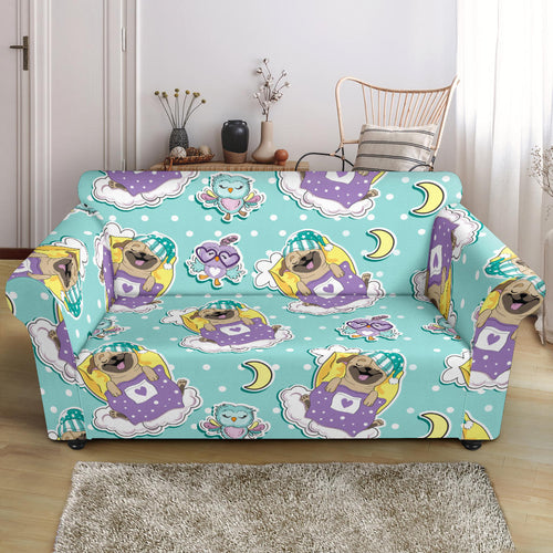 Pug Sweet Dream Pattern Loveseat Couch Slipcover