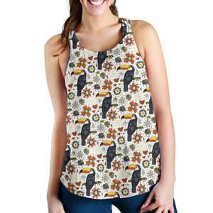 Toucan Flower Pattern Women Racerback Tank Top