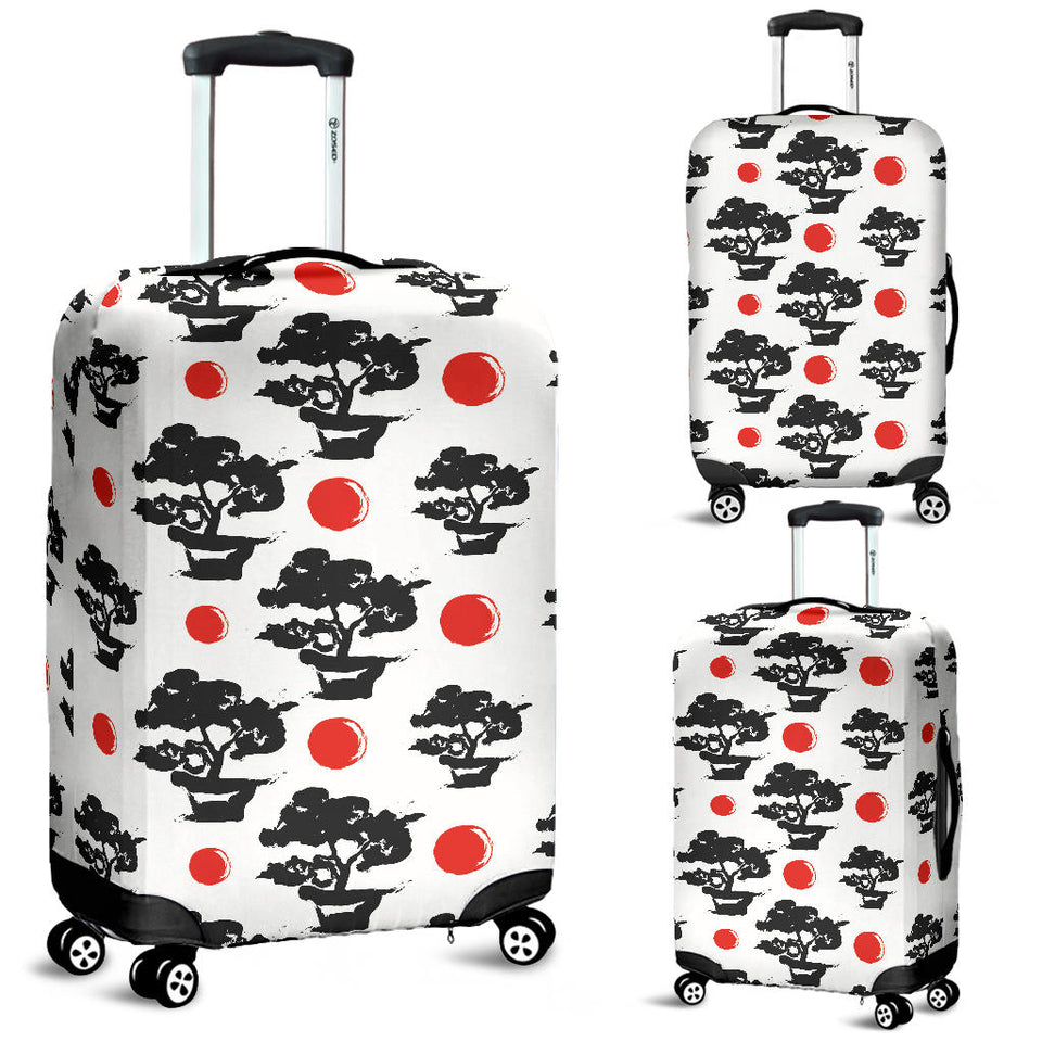 Black Bonsai Pattern Luggage Covers