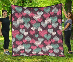 Decorative Heart Pattern Premium Quilt