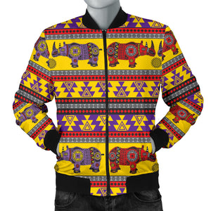 Rhino African Afro Dashiki Adinkra Kente Ethnic Motifs Men Bomber Jacket