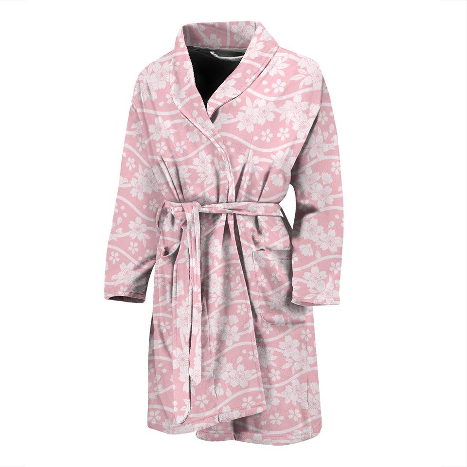 Sakura Pink Pattern Men Bathrobe