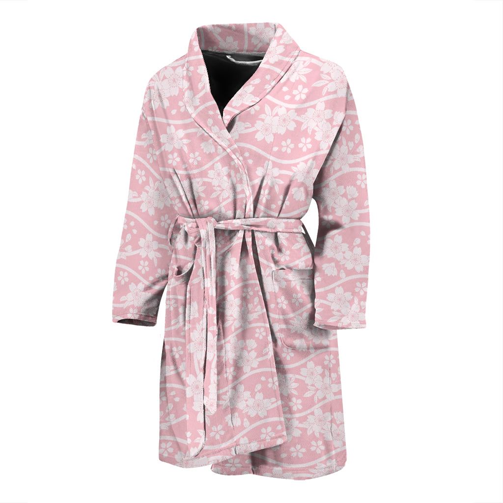 Sakura Pink Pattern Men Bathrobe