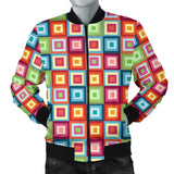 Rainbow Rectancular Pattern Men Bomber Jacket