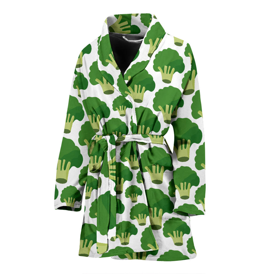 Broccoli Pattern Background Women Bathrobe