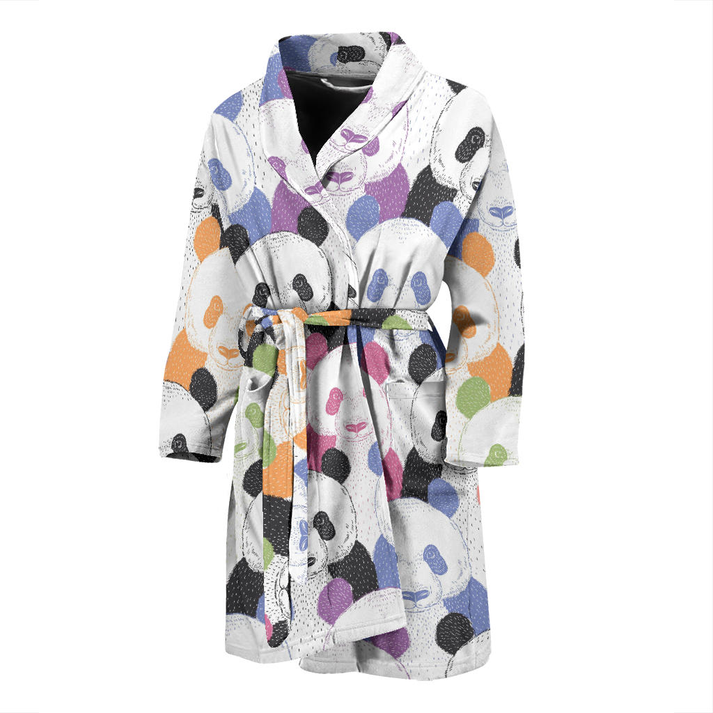 Colorful Panda Pattern Men Bathrobe