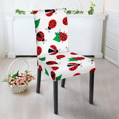 Ladybug Pattern Print Design 01 Dining Chair Slipcover