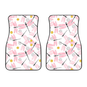 Pink Dragonfly Pattern Front Car Mats