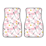 Pink Dragonfly Pattern Front Car Mats