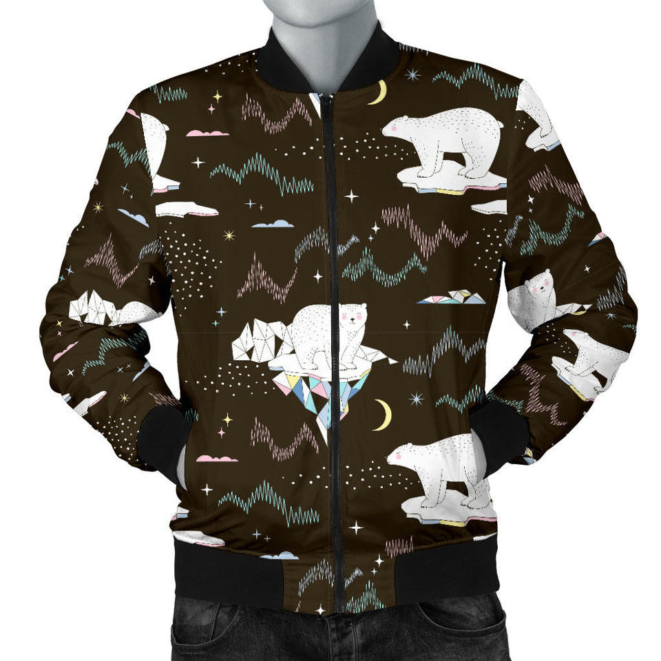 Polar Bear Pattern Background Men Bomber Jacket