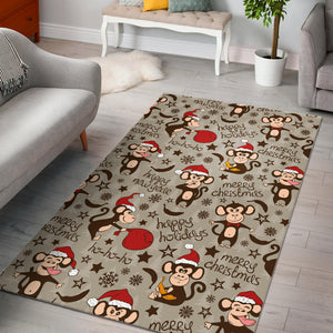 Monkey Christmas Pattern Area Rug