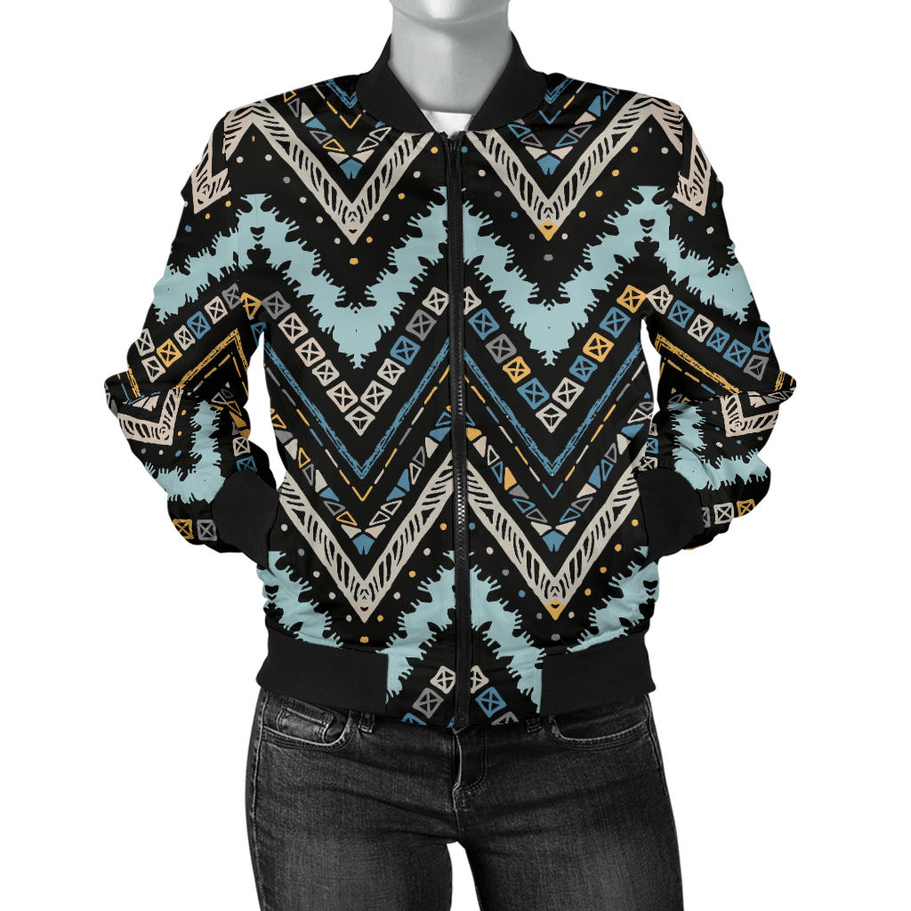 Zigzag Chevron African Afro Dashiki Adinkra Kente Women Bomber Jacket