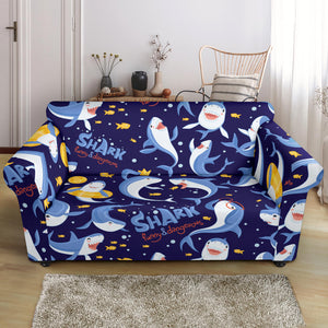 Shark Funny Pattern Loveseat Couch Slipcover