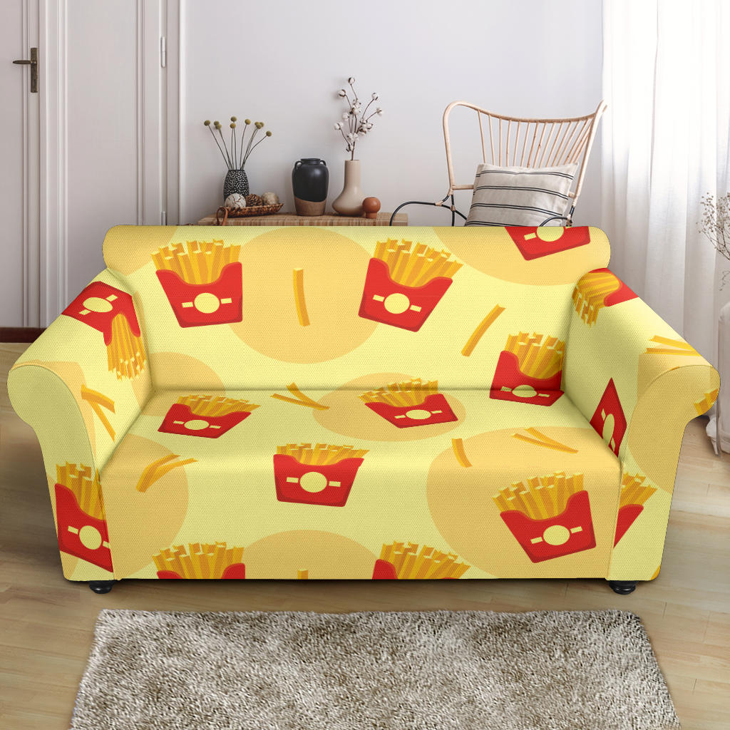 French Fries Pattern Background Loveseat Couch Slipcover