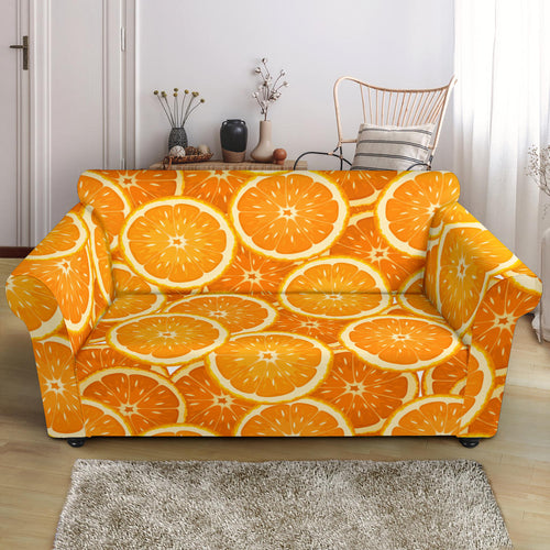 Sliced Orange Pattern Loveseat Couch Slipcover