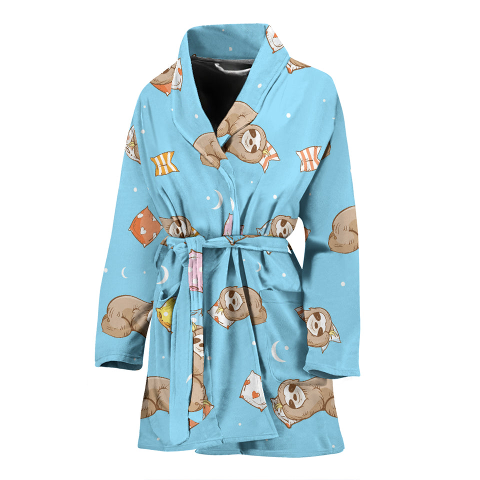 Sleep Sloth Pattern Women Bathrobe