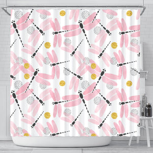 Pink Dragonfly Pattern Shower Curtain Fulfilled In US