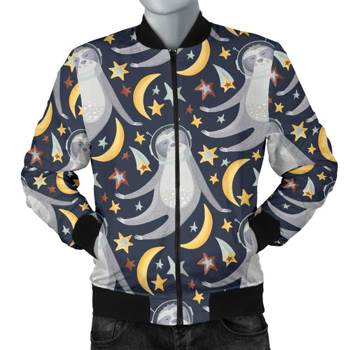 Sloth Astronaut Pattern Men Bomber Jacket