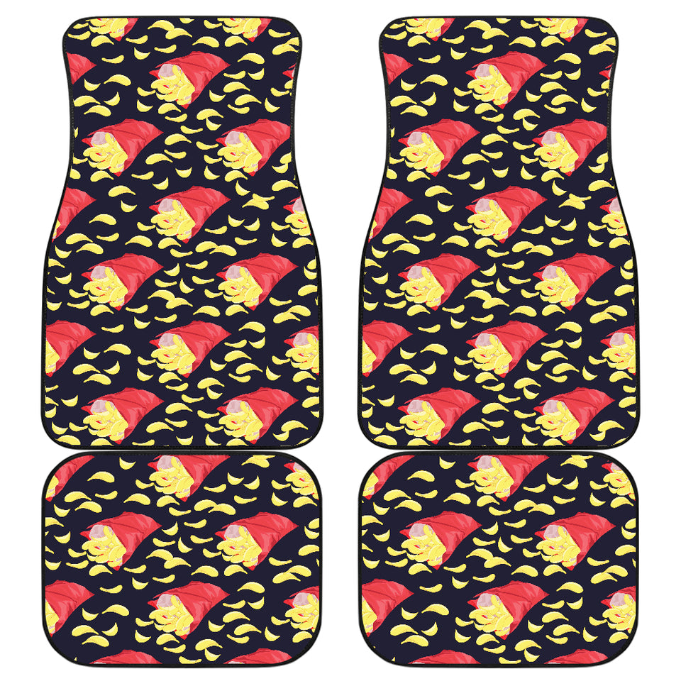 Potato Chips Pattern Print Design 05 Front and Back Car Mats