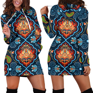 Indian Traditional Pattern Women Hoodie Dress