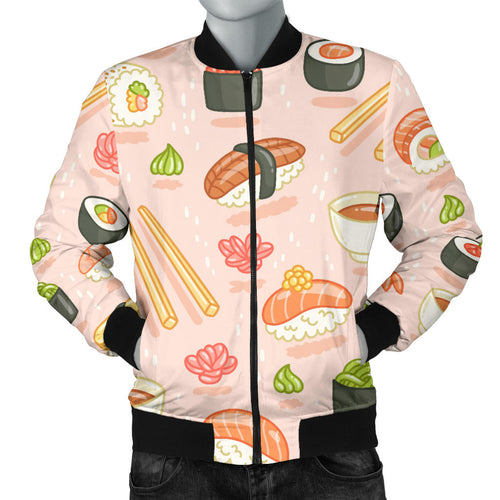 Sushi Pattern Background Men Bomber Jacket