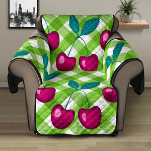 Cherry Pattern Green Background Recliner Cover Protector