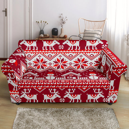 Snowman Sweater Printed Pattern Loveseat Couch Slipcover