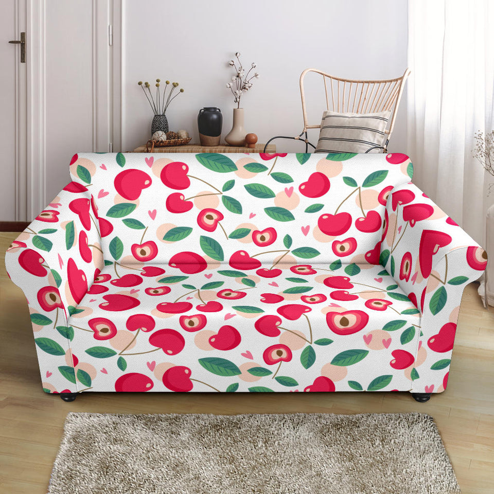 Cherry Heart Pattern Loveseat Couch Slipcover