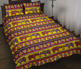 Rhino African Afro Dashiki Adinkra Kente Ethnic Motifs Quilt Bed Set
