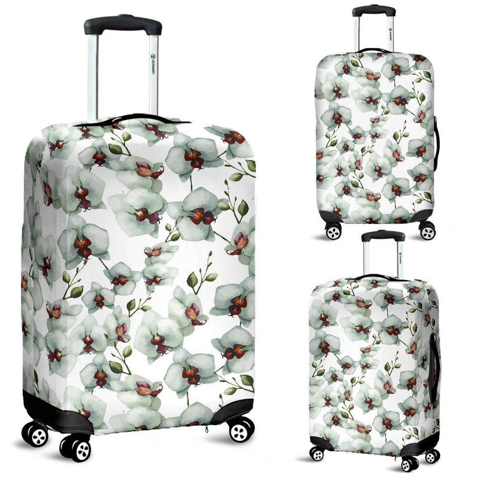 White Orchid Pattern Luggage Covers