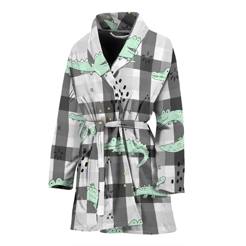Crocodile Pattern Stripe background Women Bathrobe