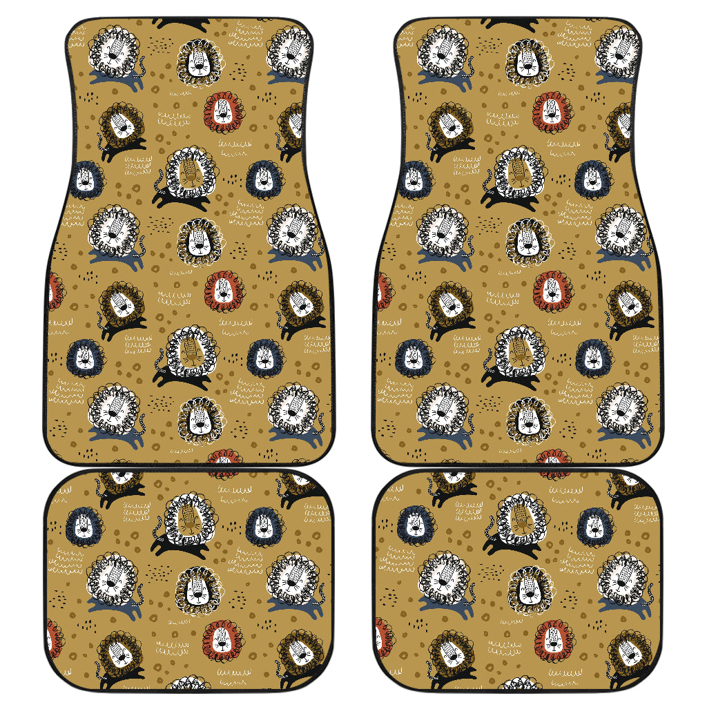 Lion Pattern Print Design 03 Front and Back Car Mats