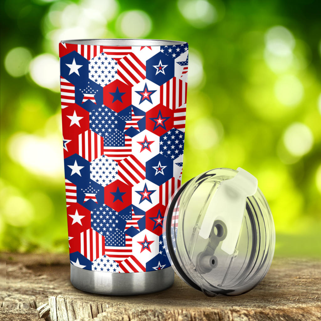 USA Star Hexagon Pattern Tumbler