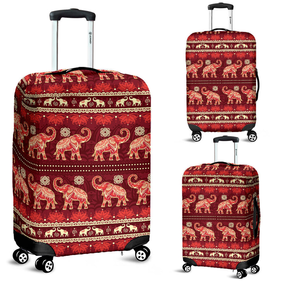 Elephant Red Pattern Ethnic Motifs Luggage Covers