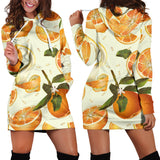 Orange Pattern Women Hoodie Dress