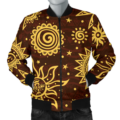 Hand Drawn Sun Pattern Men Bomber Jacket