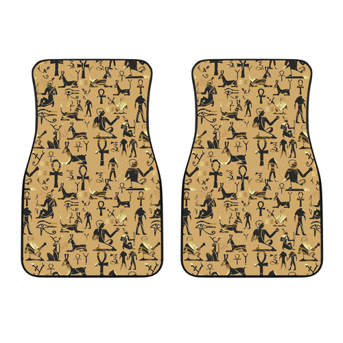 Egypt Hieroglyphics Pattern Print Design 02 Front Car Mats