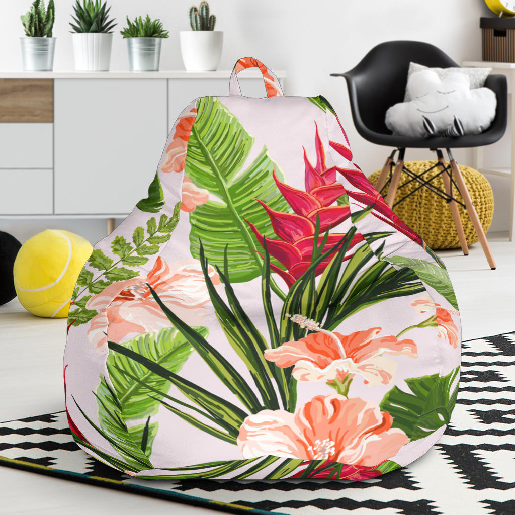 Heliconia Hibiscus Leaves Pattern Bean Bag Cover