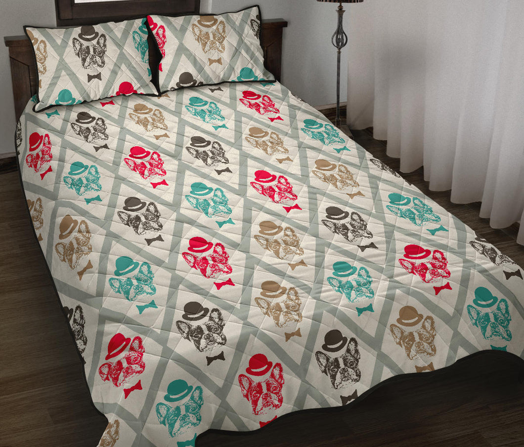 French Bulldog Tuxedo Pattern Quilt Bed Set