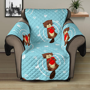 Otter Heart Pattern Recliner Cover Protector