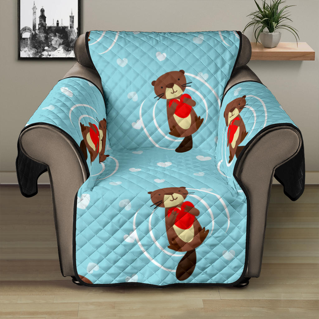 Otter Heart Pattern Recliner Cover Protector