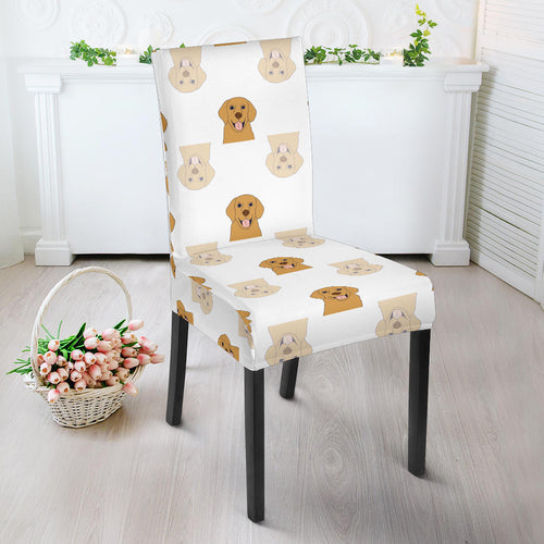 Golden Retriever Pattern Print Design 03 Dining Chair Slipcover