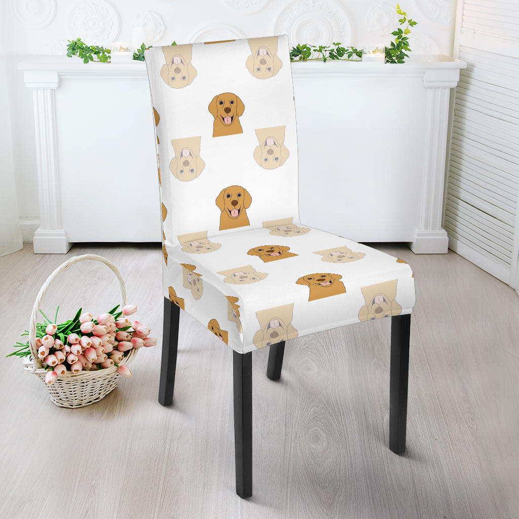 Golden Retriever Pattern Print Design 03 Dining Chair Slipcover
