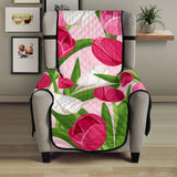 Pink White Tulip Pattern Chair Cover Protector