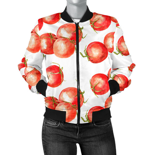 Tomato Water Color Pattern Women Bomber Jacket
