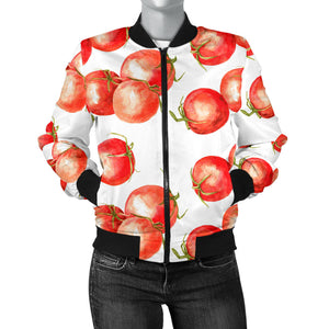 Tomato Water Color Pattern Women Bomber Jacket