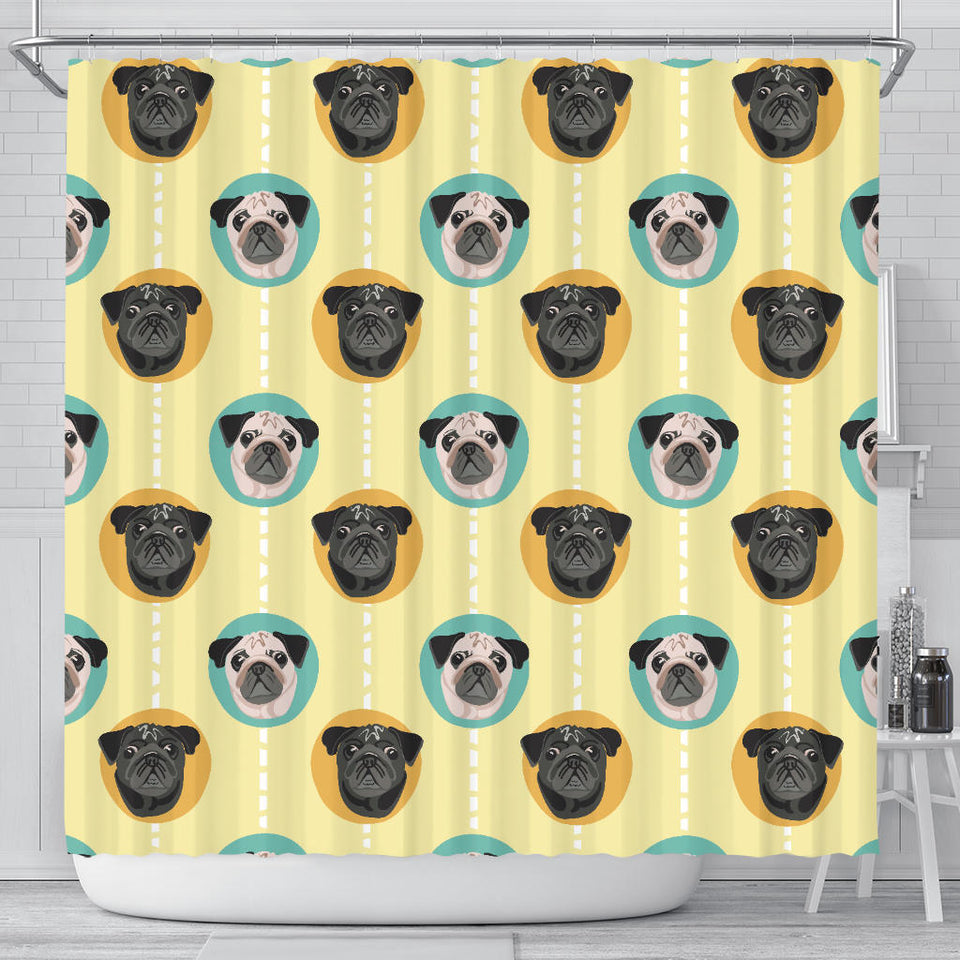 Pug Head Pattern Shower Curtain Fulfilled In US