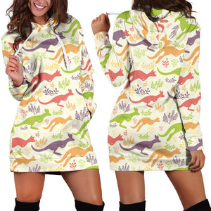 Colorful Kangaroo Pattern Women Hoodie Dress